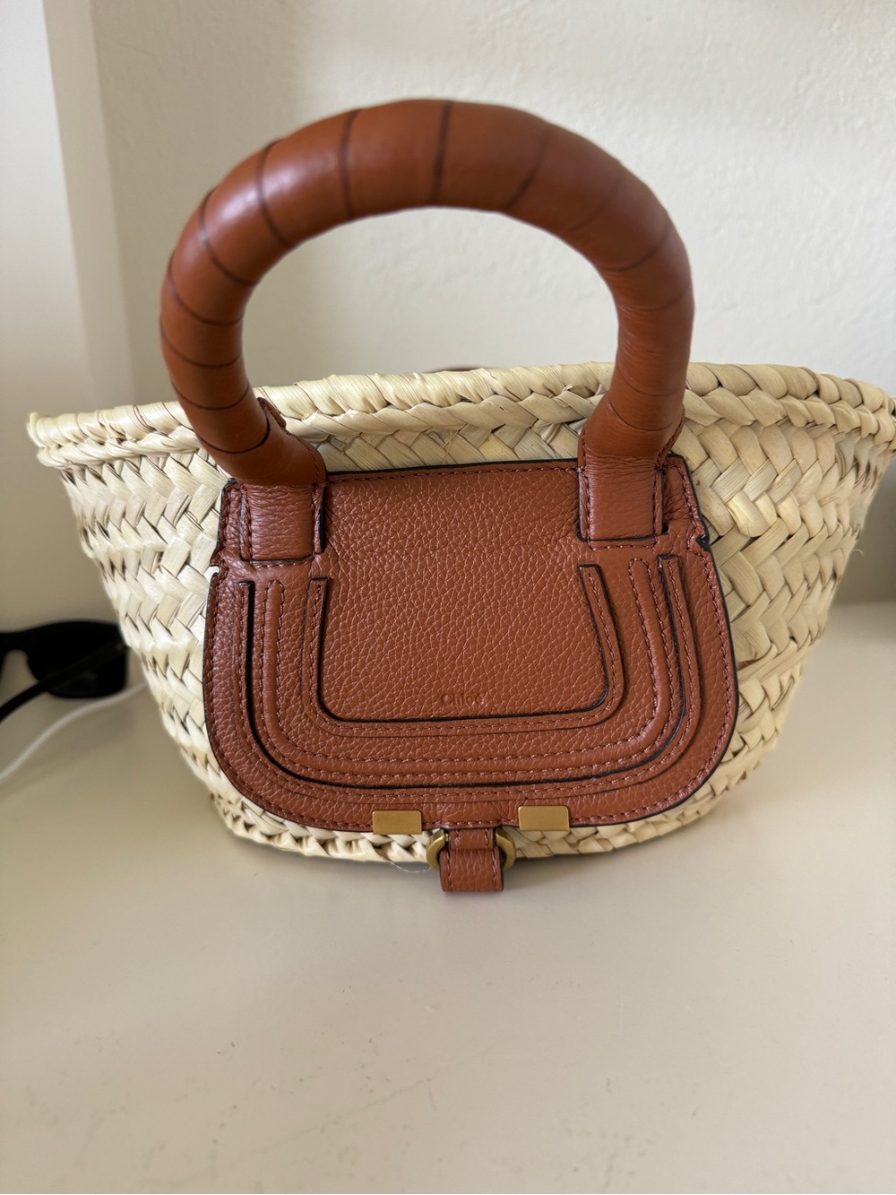 Chloé Woven Palmetto Straw Tote with Brown Leather Trim - Picture 8 of 8